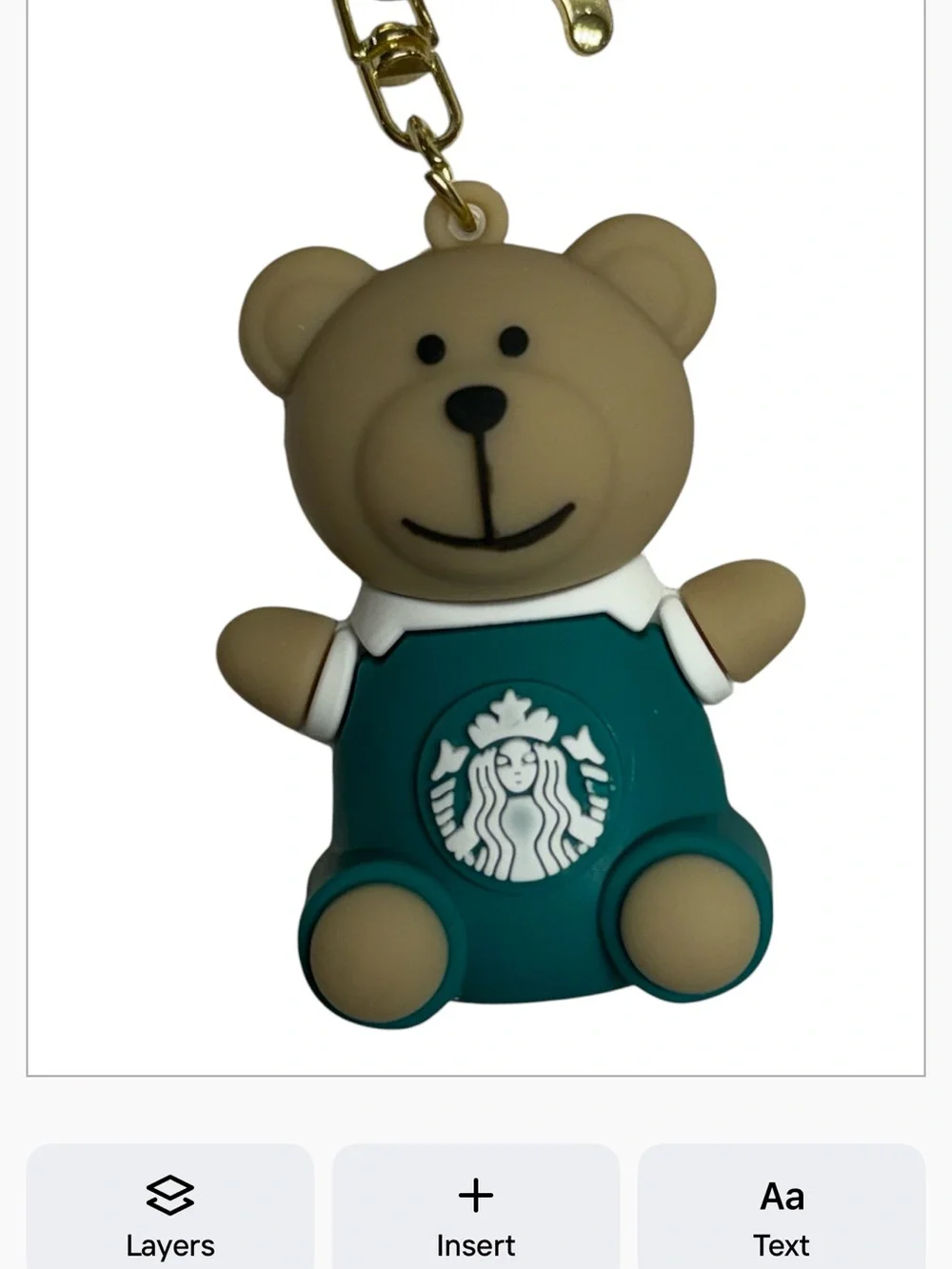 Starbucks Green and Beige Bear Keychain/ Wristlet